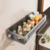 Estante de almacenamiento para baño, organizador de baño de pared sin taladro, bandeja de pared para inodoro, lavabo, lavado de manos y área de ducha
