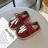 Sapatos Infantis 2025 Outono Novos Sapatilhas para Meninas com Detalhes de Corda Sapatos Birkenstock Estilo Coreano Tênis Canguru para Meninos