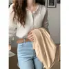 Suéter de punto con cuello polo 2026 principios de otoño e invierno nuevo retro suave suéter interior cárdigan top ajustado para mujer