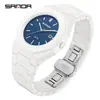 Reloj Creativo Sanda Bicolor 50m Resistente al Agua Calendario Simple Números Árabes Reloj de Cuarzo Unisex Popular Transfronterizo