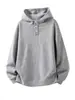 Sudadera con Capucha de Cuello Retro Henry para Hombre, Nueva Chaqueta Holgada Casual de Estilo Perezoso con Aspecto de Tejido para Primavera y Otoño