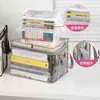 Caja de almacenamiento transparente a prueba de polvo, organizador de libros para estudiantes, caja de almacenamiento de libros a prueba de humedad para el hogar