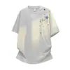 Camiseta curta bordada com floco de neve estilo retrô americano, tendência para homens e mulheres, novo estilo de verão, top de meia-manga de marca da moda para casais
