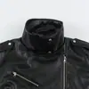Chaqueta de motociclista suelta de cuero sintético retro estilo americano, nuevo abrigo corto de moda de otoño con cuello alto para mujer