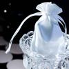 Bolsa de satén suave de alta calidad con cinturón de bolsillo blanco suave con cordón de seda para guardar joyas a prueba de polvo