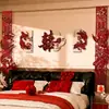 Conjunto de decoração de quarto de casamento para recém-casados, sala de estar de casamento, quarto, casa nova, guirlanda, parede de fundo do sofá, decorações de personagens felizes