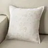Almofada Jacquard de Veludo Estilo Vintage Cremoso para Sofá Sala de Estar Almofada de Costas Luxo Leve Retro Travesseiro de Cabeceira Pousada Folhas
