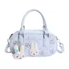 Bolso de Mujer Transfronterizo Estilo Nuevo Dulce Conejo Bolso de Mano Bolso Bowling Estilo Universitario Flor Bordada Bolso Cruzado de Hombro para Niña