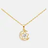 Nuevo Collar de Moda Casual con Zirconia Microincrustada de Estrella y Luna Mitológica, Sensación de Lujo Ligero y Gama Alta, Joyería de Cadena para Clavícula de Luna para Mujer