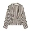 Comércio Exterior Transfronteiriço Roupas Femininas 2026 Novos Produtos Estilo Europeu e Americano Moda Casual Solta Listrada Camisa Top 2088111