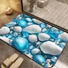 Tapete de chão absorvente de secagem rápida para banheiro, tapete antiderrapante de terra de diatomáceas, tapete de porta de entrada, concha oceânica estéreo 3D