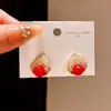 Pendientes de Botón Geométricos Triangulares de Zirconia con Goteo de Aceite Vintage Chapados en Oro Real de 18 Quilates sobre Plata, Pendientes Sencillos de Alta Gama para el Uso Diario de Mujeres