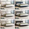 Oreja de Elefante Minimalista Italiano Cuero Genuino Moderno Simple Apartamento Pequeño Cama King Recámara Principal Almacenamiento Cama Doble Cama de Boda