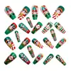 Parche de Manicura Cuadrado Europeo de Longitud Media Navideño Patrón de Elfo Verde Estilo de Moda Ins Parche de Uña Postiza Disponible