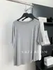 95% Viscosa, Dobladillo Denso de Modal, Camiseta de Manga Larga para Mujer, Estilo Sencillo y Fluido, Camiseta de Manga Corta con Abertura Lateral, Verano 2025