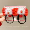 Horquilla de Felpa con Borla de Año Nuevo Accesorio para el Cabello con Lazo Infantil Horquilla Roja Atmosférica para Niñas Accesorio para el Cabello Estilo Antiguo Hanfu