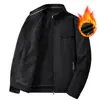 Jaqueta com Gola Alta de Lã de Cordeiro, Jaqueta Casual para Homens, Meia-Idade e Idosos, Casaco de Algodão, Novo Produto de Outono e Inverno, Algodão Puro, Estilo Retrô, Forrada com Fleece