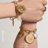 Colar e pulseira com pingente de cruz, coração e pérola imitada em estilo europeu e americano com elementos marinhos, corrente para clavícula