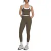 Nuevo conjunto de yoga a colorblock transfronterizo con tacto nude, casual y versátil, acanalado, de cintura alta, para ejercicio al aire libre, conjunto de seis piezas
