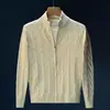 Suéter de Punto para Hombre LUUD con Cuello de Doble Capa y Diseño Falso de Dos Piezas, Hilo Modal de Núcleo Retorcido con Patrón de Trenza Tridimensional
