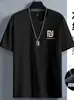 Camiseta de Verano para Hombre de Seda Helada Transpirable de Secado Rápido, Manga Corta, Lujo Casual Elegante, Holgada, Talla Grande, Media Manga