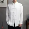 Hanfu para hombre estilo chino Traje Tang de abuelo Estilo Buda Traje Zen para hombre Camisa de lino de algodón Ropa tradicional china retro de la República de China