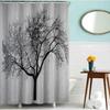 Explosiones de AliExpress cortina de ducha de poliéster árbol negro impermeable anti-moho venta al por mayor y al por menor directa de fábrica ojal metálico