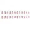 Modelo de Comercio Exterior Más Vendido: 24 Piezas Estilo Francés Clásico Estilo Suave y Energético Flor de Hibisco Lindas Uñas Postizas Cuadradas Cortas Venta al por Mayor