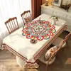 Mantel de Estilo Étnico, Impermeable, Resistente al Aceite, No Lavable, Resistente al Calor, Lujo Ligero, Aspecto de Alta Gama, Mantel Rectangular Bohemio para Mesa de Comedor