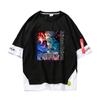 Camiseta Back to War Polygonum Stick Youren Fu Hei Hui Cinco Iluminações Visão Dupla Cachorro Nuo Rolo Coluna Animação Falso Duas Peças Manga Curta