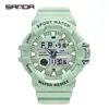 Reloj SANDA para estudiantes, doble pantalla, textura de mezclilla, reloj electrónico multifuncional, reloj electrónico deportivo impermeable transfronterizo