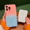 Funda para Teléfono con Efecto Magnético Líquido Degradado Bicolor Sensación de Piel 16 Adecuada para iPhone 17 Pro Max Película para Lente 15 Anticaídas 14