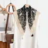 Nuevo Pañuelo Cuadrado con Borlas Estampado de Anacardo Cachemir Moda Combinación Bufanda de Cuello con Borlas Pañuelo de Seda con Borlas Estilo Old Money para Mujer