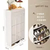 Armário de sapatos ultrafino estilo creme para entrada de casa, armário de hall de entrada com porta basculante e sapateira simples de grande capacidade integrada