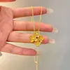 Collar de cobre bañado en oro vietnamita con diseño de osmanthus tridimensional de alta calidad incrustado con diamantes, cadena para la clavícula de diseño de moda exquisito y de nicho venta al por mayor