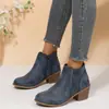 Comércio grossista transfronteiriço: Coleção de inverno 2026, botinhas elegantes estilo francês para mulheres, com bico redondo, salto grosso, zíperes laterais, botas de montaria versáteis e estilosas