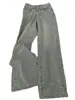 Jeans de Pierna Recta Color Claro para Mujer Otoño Cintura Alta talla extra chica gordita Adelgazante Suelto Sentido del Diseño Perforación Caliente Pierna Ancha Pantalones Largos