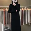 Otoño 2026 Nuevo Vestido de Lana Estilo Francés para Mujer Manga Larga Vestido Suéter de Punto Cuello Redondo Vestido Base de Canalé