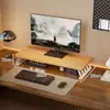 Suporte de Monitor para Computador de Mesa em Madeira Maciça Prateleira de Armazenamento para Mesa de Escritório Organizador de Mesa Suporte de Madeira Maciça para Laptop