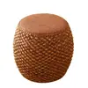 Taburete de Maquillaje de Madera Maciza Estilo Chino de Ratán, Taburete Bajo para Uso Doméstico, Asiento para Sala de Estar, Taburete para Sala de Té, Cojín Redondo para Sentarse, Taburete para Instrumento Guzheng
