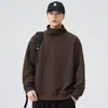 Ropa de Hombre Shanggu Primavera Nueva Cuello Alto Suéter de Punto para Hombre Holgado Versátil Estilo Japonés Color Sólido Retro Sudadera Pulóver
