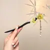 Pasador de Sándalo Negro para Mujer, Accesorio para el Cabello Fresco y Elegante, Pasador de Flor de Magnolia, Adorno para el Cabello Estilo Antiguo Qipao, Pasador Diario para Peinados Recogidos