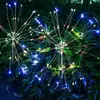 Luces Solares de Fuegos Artificiales LED, Luces de Suelo, Luces de Jardín, Luces de Césped, Cielo Estrellado, Guirnaldas de Cable de Cobre, Decoración Impermeable para Exteriores