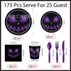 Transfronterizo Nuevo Producto Halloween Fondo Negro Fantasma Maligno Morado Set de Vajilla Desechable Suministros para Fiesta Platos de Papel Desechables
