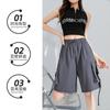 Pantalones Retro Delicados de Mecanismo de Relojería Cintura Alta Adelgazantes para Mujer Caída Pierna Ancha Casual Estilo Americano Deportivos con Cordón