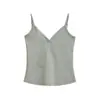 Camisola de decote em V europeia e americana para mulheres, peça de outer wear de verão 2026, camisa base de alta elasticidade e justa, top interno curto da moda