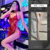 Lencería Sexy de Noche, Bata de Noche con Encaje de Pestañas, Uniforme, Belleza Estilo Chino, Cheongsam Retro Transparente con Cordones, Bata de Noche con Cordones