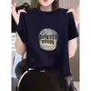 Camiseta de Manga Corta de Algodón Puro para Mujer, Camisa Base de Estilo Moderno Versátil con Estampado, Holgada, Adelgazante, Nuevo Estilo Verano 2026