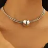 Moda Europeia e Americana Transfronteiriça Retrô Punk Metal Corrente Magnética Multicamadas Colar Temperamento Nicho Geométrico Bola Colar