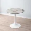 Mesa redonda pequeña de losa de roca de lujo ligero, adecuada para apartamentos pequeños, mesa de comedor, mesa en forma de tulipán para uso doméstico, balcón, dormitorio, mesa auxiliar, mesa redonda